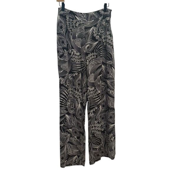 Robert Graham Silk Peacock Feather Wide Leg Pants Size M - Picture 1 of 5
